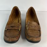 Naturalizer  Women Brown Lizard Embossed Penny Loafer Flats Size 6M Quiet Luxury Photo 1