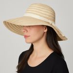 Ellen Tracy Ellen‎ Tracy Women's Packable Sun Hat Wide Brim Natural Cream Bow Travel Beach Photo 0