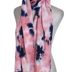 C.C Exclusives Navy and Pink Knit Scarf One Size Fuzzy Pink Tie Photo 0