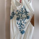Johnny Was  LA JWLA White Embroidered Babydoll Midi Dress size Large $178 Photo 4
