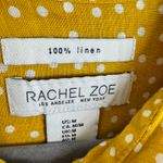 Rachel Zoe  100% Linen Mustard Polka Dot Dolman Sleeve Oversized Button Up Size M Photo 5