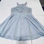 Lulus Lover's Game Baby Blue Lace Chiffon Halter Skater Dress XL Photo 9