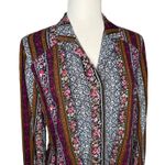 Natural Life  M Ansley Boho Tunic Silky Shirt Dress Stripe Button Front Photo 3