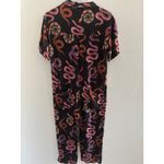 Farm Rio Snake Jumpsuit Womens Small Black Collared Resort Tropical Vacation Photo 1