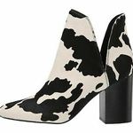 Steve Madden Black/White Cow Print Ankle Boots Photo 0