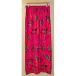 Catherine Malandrino  Vibrant Pink Floral High Rise Wide Leg Drawstring Pants Photo 1