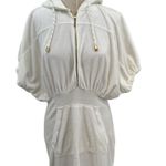 Juicy Couture  French Terry Dress Cover-Up‎ Y2K Hooded Zip Up White Size Small Photo 2