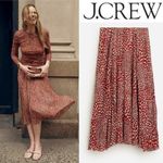 J.Crew 💕💕 Gwyneth Pleated Skirt Chiffon ~ Vintage Red Strawberry Print Large Photo 3