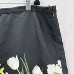 Victoria Beckham  Black Floral Mini Short Zip Fun Preppy Flirty Skirt Plus 2X Photo 2