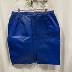 Vintage 80’s royal blue leather mini skirt moto fairy whimsigoth curvy gals Size 1X Photo 0