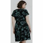 Torrid Black Aqua Floral Jersey Knit Faux Wrap Surplice Dress Size 2X Photo 2
