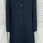 Dress Barn Pinstripe Long Line Blazer Jacket Blue Tan 10 Suit Coat Photo 0