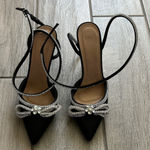 Billini Black Heels with Rhinestone Bow Size 8 Photo 0