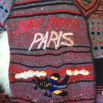 l*space 1970s Vintage Slub Knit Dye Embroidered Top famous city patches travel Photo 5