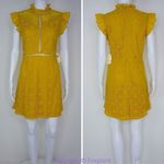 Altar'd State NEW mustard yellow lace dress with ruffle neck , M Photo 2