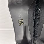 J. Rene Radita Satin Rhinestone peep top shooties heel shoe women size 9 M Black Photo 9