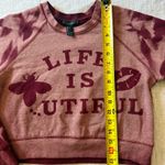 Forever 21 Top Crop Long Sleeve burgundy size S Red Photo 3