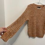 BLANKNYC Heather Ribbed Crewneck Sweater Tan Brown White Marled Winter Photo 7