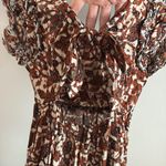 Love the Label Maxi Dress Ruffle Shoulder Square Neck Small Brown Photo 7
