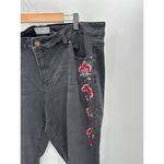 Falls Creek Jeans Women 18 Black Denim Floral Embroidered Skinny Cotton Blend Photo 2