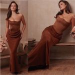 House Of CB  S A-C 'Persephone' Toffee Strapless Corset Maxi Dress Brown NWOT Photo 1