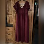Birdy Grey  HANNAH EMPIRE DRESS CHIFFON CABERNET CURVE NEW NWT BRIDESMAID Slit 2X Photo 2