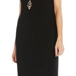 R & M Richards Black Printed Collar Necklace Detail Sleeveless Tunic Dress Sz 12P Photo 0