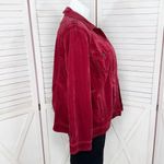 Chico's  Boho Velour Paisley Embroidered Beaded Sequin Trucker Jacket Red‎ 3 XL 16 Photo 3