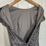 AQUA  Bloomingdale’s Sequin & Fringe Silver Pewter Short Sleeve Mini Dress Size 0 Photo 6