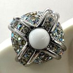 St. John  silver tone and white square clip on earrings Photo 8