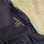 Laura Scott  Size LP Navy Blue 3/4 Sleeve V Neck Top Satib Embroidered Trim Photo 10