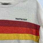 Techstyles Nantucket embroidered sweatshirt cream stripe crew neck size M Medium Red Photo 1