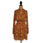 Max + Ash‎ Dress Size M Orange Paisley Print Long Sleeve Mini Keyhole Casual Size M Photo 2