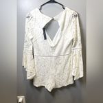 Lulus Women's NEW Babygirl White Lace Faux Wrap Romper Bell Sleeves Size Large Photo 3