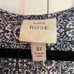 Knox Rose  navy printed lace trim peplum top xs Photo 2