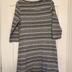 Gap Sz M Gray White Knit Striped DRESS Mini SHIFT Pullover Boat Neck 100% Cotton Photo 8