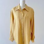 Yellow longs sleeve 100% Silk bottom down shirt silk boutique size large Photo 1