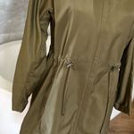 J Jill Olive Green Trench Coat Rain Jacket Removable Hood Zip Pockets Utility XS Photo 9