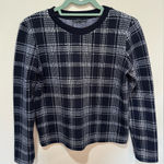 ZARA Black & White Plaid Boxy Fit Crew Neck Sweater Women's M Photo 0