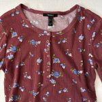 Forever 21 Thermal Floral Top Large Snap Button Long Sleeve Waffle Knit Warm Photo 1