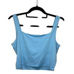 None Women's Sleeveless Strappy Tank Square Neck Double Layer Crop Top Photo 2