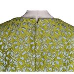 Handmade Vtg 60s Lime Green Metallic Print Long Gown Dress  Short Sleeve Mod 10? Photo 5