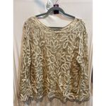 Soulmates  Womens‎ Top 1X Champagne Gold Floral Lace Lined Long Sleeve Elegant Photo 6