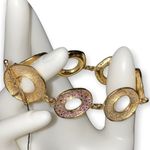 Melinda Maria Gold Plated Circle Link Light Purple Pave Crystal Toggle Bracelet Photo 3