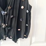 Soul Mates Vintage Black Crinkle Rayon Button Accent Casual Vest Women Medium Photo 6