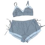 Matching Pajamas Set Colsie Lace Trim Bow ties Striped Black White Sz XL NWT Photo 1