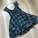 Wild Fable Target Plaid Dress check print mini flutter sleeve Blue (xsmall) cottagecore Photo 3