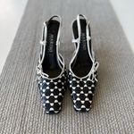 Vtg 90’s Marino Boutique Black White Geometric Square Toe Slingback Heels Sz 8 Photo 1