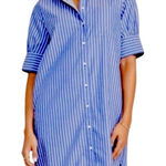 Old Navy Blue White Striped Button-Down Shirt Dress Collared Women’s Size XL Photo 0