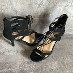 Top Moda Strappy Stiletto Lace Up Heels Black 8.5 Nubuck Party Photo 6